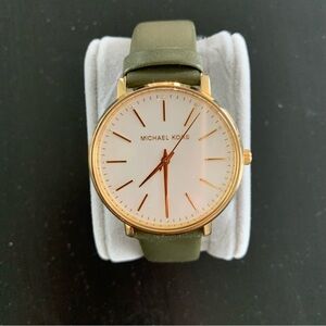 Michael Kors watch green leather with gold accents